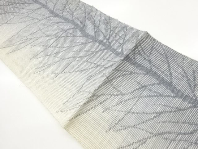 紗紬樹木模様織出し名古屋帯